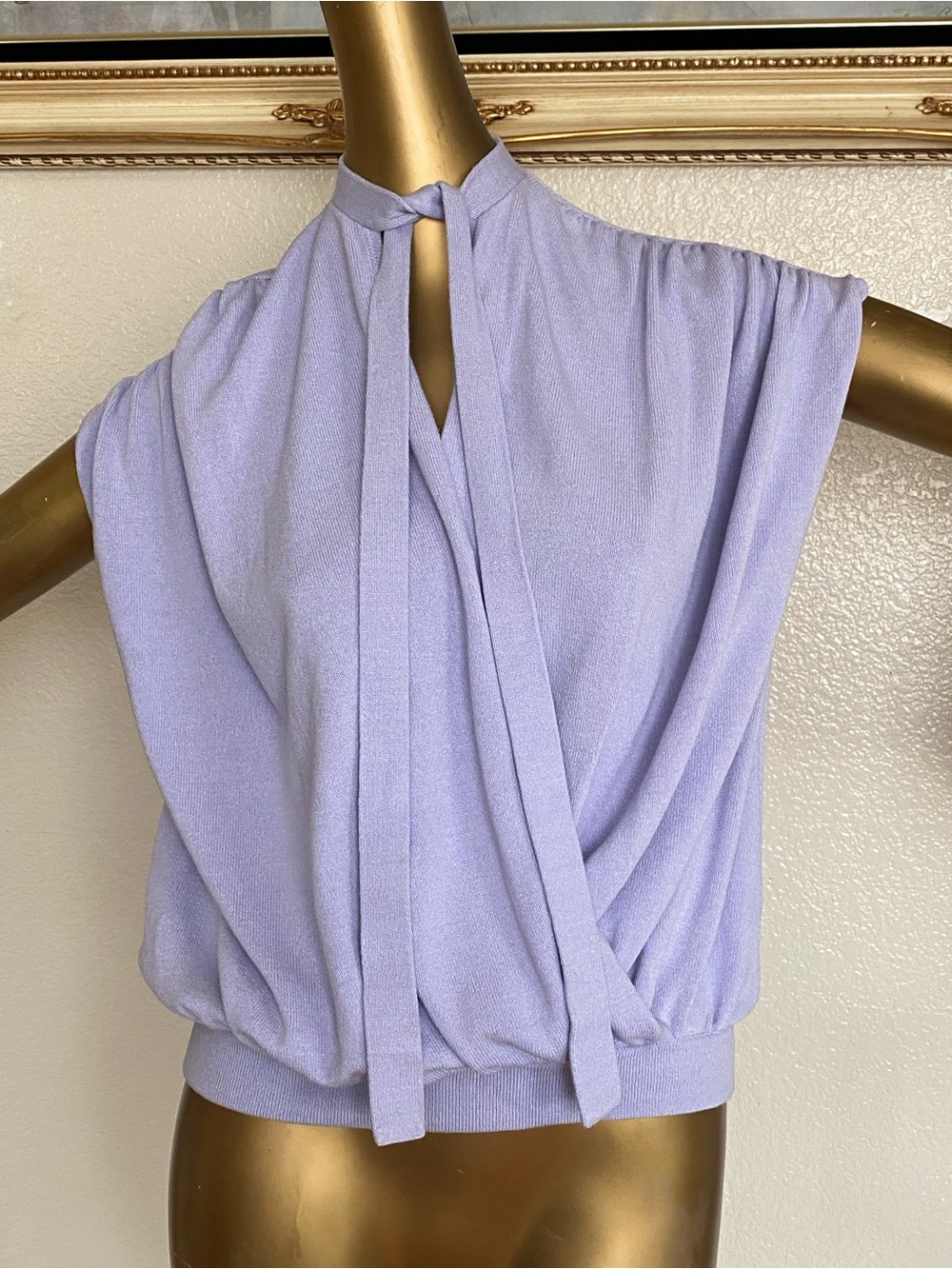 Anthropologie Lavender Sleeveless Top With Tie Neck